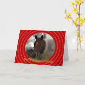 馬とのFeliz Cumpleañosのスペインのな誕生日 カード (黄色い花)