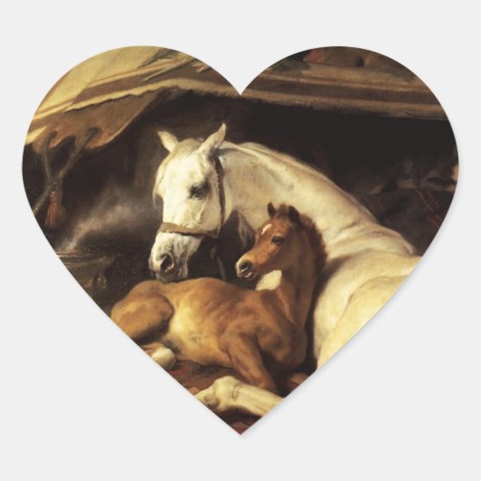 馬とアラブのテント、他の動物の詳細 ハートシール (正面)