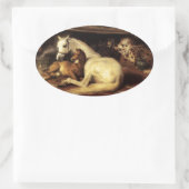 馬とアラブのテント、他の動物 楕円形シール (バッグ)