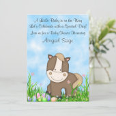 馬とイースターエッグ赤ちゃんシャワー招待状～ニュートラル 招待状 (スタンド正面)