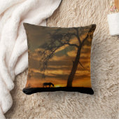 馬とオークの木の南西の枕 クッション (ブランケット)