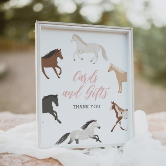 馬とカウガールの誕生日カードとギフト ポスター