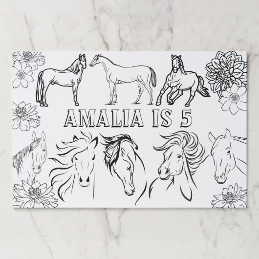 馬とカウガールの誕生日DIYアクティビティプレイスマット ペーパーパッド (正面)