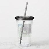 馬とカウボーイの冬の雪 アクリルタンブラー (裏面)