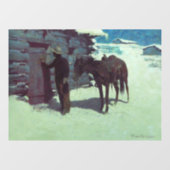 馬とカウボーイの冬の雪 ウィンドウサイン (シート)