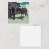 馬とカウボーイの冬の雪 エンクロージャーカード (正面/裏面)