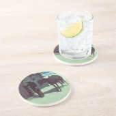 馬とカウボーイの冬の雪 コースター (側面)