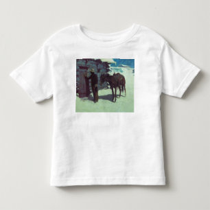 馬とカウボーイの冬の雪 トドラーTシャツ