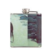 馬とカウボーイの冬の雪 フラスク (裏面)