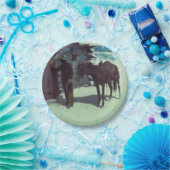 馬とカウボーイの冬の雪 ペーパープレート (パーティー)