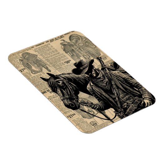 馬とカウボーイイラストレーション西洋美術 マグネット (右側)