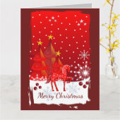 馬とカスタムテキストを備えたクリスマスの風景 カード (黄色い花)