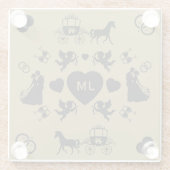 馬とカートのロマン結婚ティック ガラスコースター (裏面)