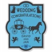 馬とカートのロマン結婚ティック シール (正面)