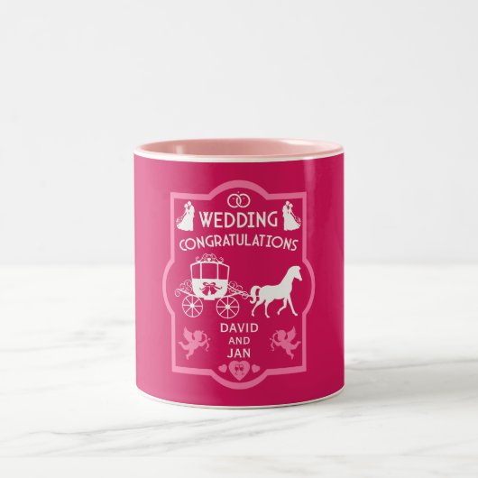 馬とカートのロマン結婚ティック ツートーンマグカップ (中央)