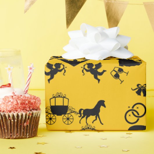 馬とカートのロマン結婚ティック ラッピングペーパー (誕生日パーティー)