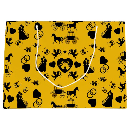 馬とカートのロマン結婚ティック ラージペーパーバッグ (正面)