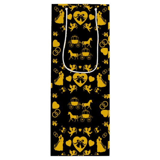 馬とカートのロマン結婚ティック ワインギフトバッグ (正面)