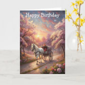 馬とカート カード (黄色い花)