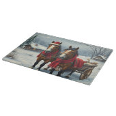 馬とキャビンのある冬の風景 カッティングボード (角)