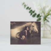 馬とギターを持つロマンチックな女の子 ポストカード (スタンド正面)