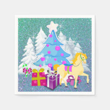 馬とギフト付きクリスマスツリーフェイクグリッター