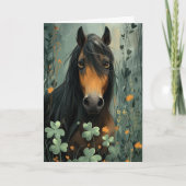 馬とクローバー聖パトリックの日 カード (正面)