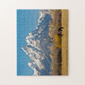 馬とグランドテトンムースヘッドランチ ジグソーパズル (縦)