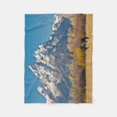 馬とグランドテトンムースヘッドランチ フリースブランケット (正面)