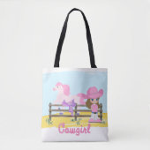 馬とサドルトートバッグを備えたリトル女性のカーボーイ トートバッグ (正面)