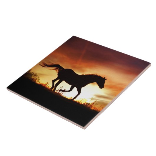 馬とサンセットアートタイル タイル (側面)