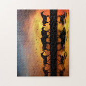 馬とサンセットランニングの水と ジグソーパズル (縦)