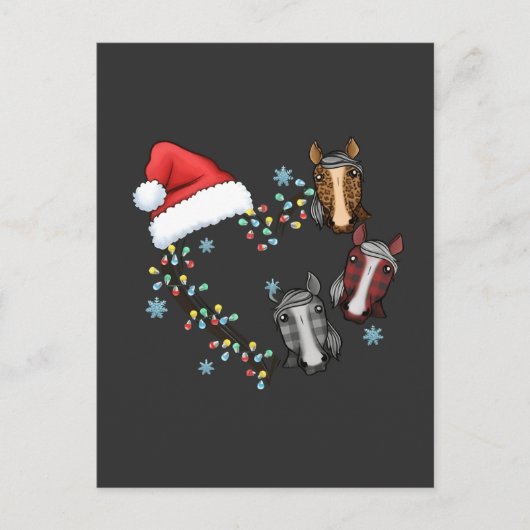 馬とサンタの帽子 乗馬好きなサンタ クリスマス インビテーションポストカード (正面)