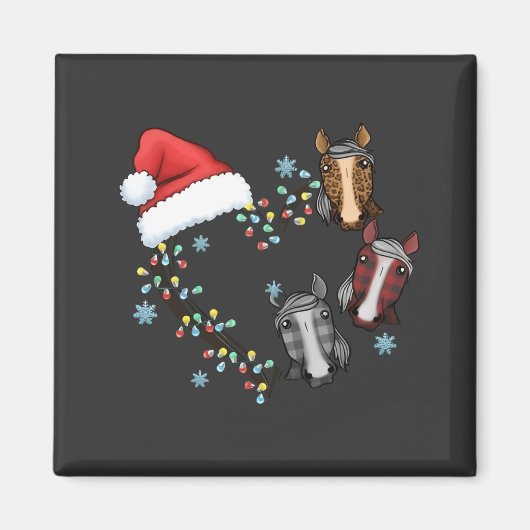 馬とサンタの帽子 馬好きなサンタ クリスマスのデザイン マグネット (正面)