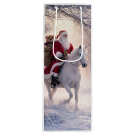 馬とサンタの雪のクリスマス ワインギフトバッグ