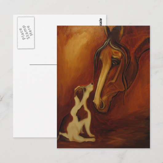 馬とジャック・ラッセル ポストカード (正面/裏面)