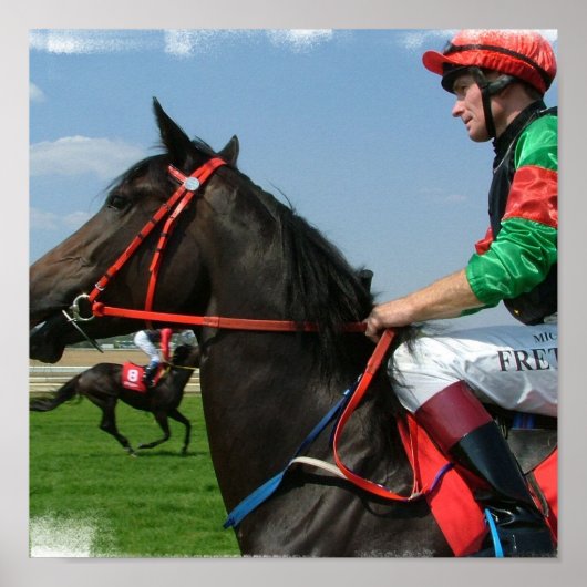 馬とジョッキーポスタープリント ポスター (正面)