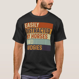 馬とセキセイインコに気を取られやすい 馬好き Tシャツ