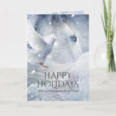 馬とドーブオンアイスパーソナライズされた- all-over-decor シーズンカード (正面)