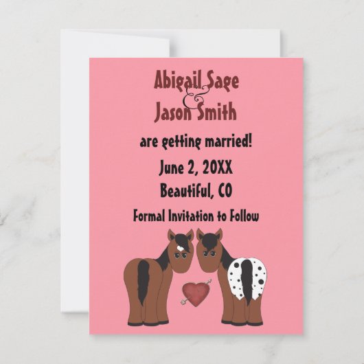 馬とハートの結婚式おめでとう発表 セーブザデート (裏面)