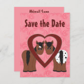馬とハートの結婚式おめでとう発表 セーブザデート (正面/裏面)