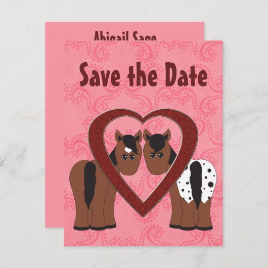 馬とハートの結婚式おめでとう発表 セーブザデート (正面/裏面)
