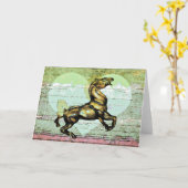 馬とハートグリーティングカード カード (黄色い花)