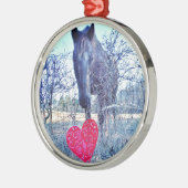 馬とハート メタルオーナメント (左)