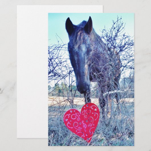 馬とハート 便箋 (正面/裏面)