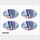 馬とハート 楕円形シール (シート)