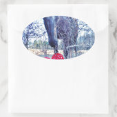 馬とハート 楕円形シール (バッグ)