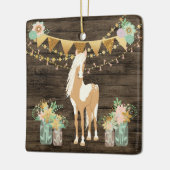 馬とパーソナライズされた花のクリ素朴スマス セラミックオーナメント (左)