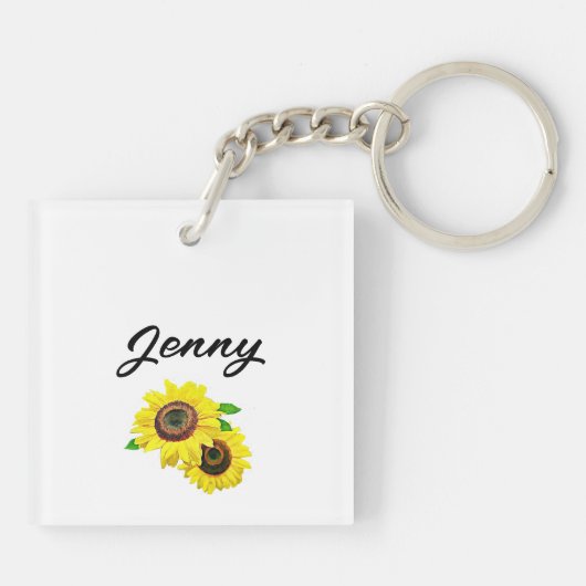 馬とヒマワリの美しいAIアートパーソナライズされた キーホルダー (裏面)