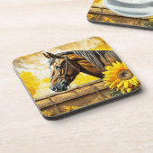 馬とヒマワリの美しいAIアート コースター (左側)